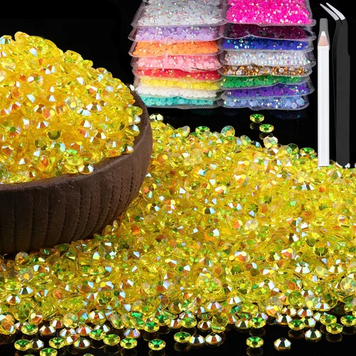 Vista 37 de 6000 piezas de diamantes de imitación de resina de 4mm a granel, color azul cielo AB con parte trasera plana, diamantes de imitación redondos