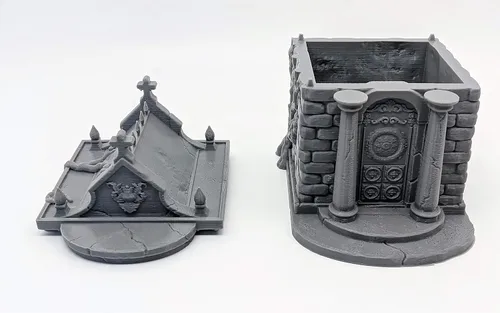 Vista 4 de Mausoleo - Escenario para Mesa - 1.102 in - Miniatura - RPG - Calabozos y Dragones - DND - Pathfinder - (Gris/Sin pintar)