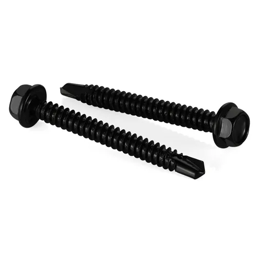 Vista 20 de Mellewell Tornillos autoperforantes de cabeza hexagonal #10 x 3, tornillos autoperforantes de acero inoxidable 410, acabado negro, 50