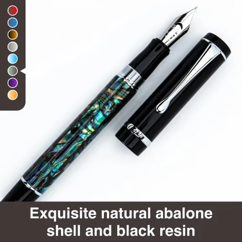 Vista 9 de Conklin Duragraph Pluma estilográfica Abalone Nights - Punta mediana, elegante instrumento de escritura con exquisito acabado de abulón