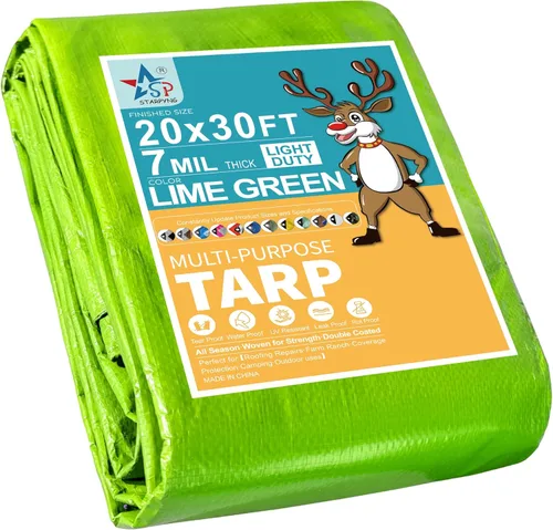 Vista 55 de STARPYNG - Lona azul de 7 mm 6x8 pies - Lona impermeable multifuncional azul - Lona impermeable de polietileno resistente a los rayos UV, a prueba