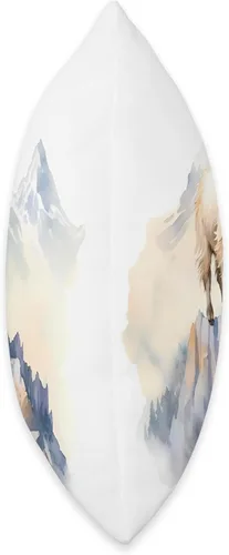 Vista 2 de Goat On Top Of Mountain Animal Altitude Summit Almohada de cabra de pie en la cima de la montaña, 16 x 16 pulgadas, multicolor