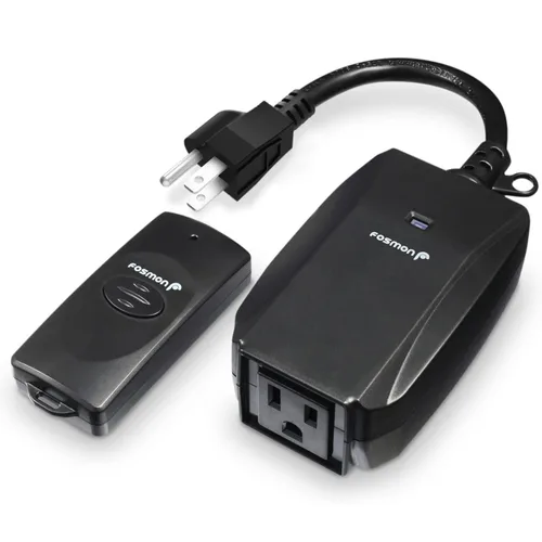 Fosmon WavePoint - Interruptor de salida eléctrica inalámbrica con control remoto para exteriores, resistente a la intemperie, con enchufe de 3