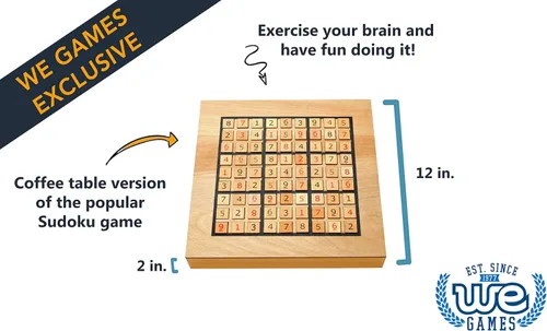 Vista 2 de WE Games Tablero de madera grabado personalizado Sudoku - Cajones de almacenamiento para azulejos numerados de madera