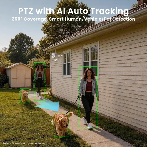 Vista 5 de XMARTO PTZ Sistema de cámara de seguridad solar sin cables, kit de 4