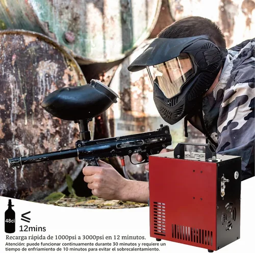 Vista 2 de Thunder - Compresor de aire PCP de 4500 psi, recarga de hasta 1.6 L, llenado rápido para pistolas de aire o tanque de paintball, apagado automático