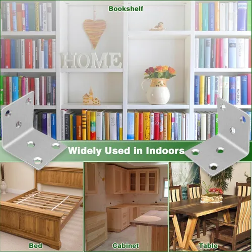 Vista 6 de 40 soportes angulares de metal de 1.5 pulgadas, soporte de ángulo resistente de acero inoxidable 304 con ranura, soportes de 90° L para madera