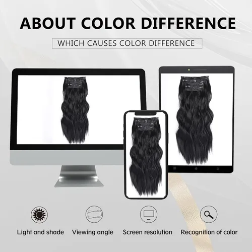 Vista 4 de Extensiones de cabello sintético con clip de 14 pulgadas, 4 piezas de cabello sintético natural suave y ondulado con clip, cabello rizado de 20 1b