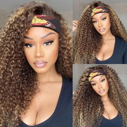 Vista 15 de Boopwine Peluca de cabello humano rizado con diadema para mujeres negras, 28 pulgadas, sin pegamento, sin encaje frontal, peluca de cabello virgen
