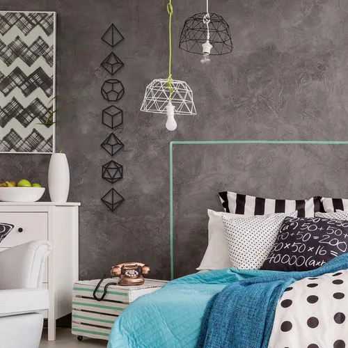 Vista 5 de Amyhill 7 piezas de dados arte de pared de dados de madera, decoración de pared de taberna, decoración geométrica del hogar para dormitorio, sala