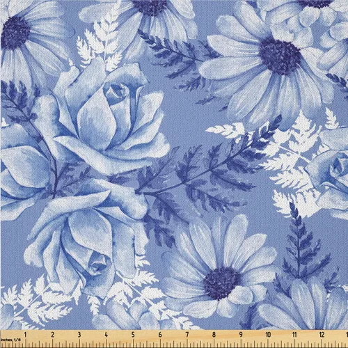 Vista 21 de Ambesonne Ivy Leaves Fabric by The Yard, Contemporary Design of Fantasy Themed Dreamy Leafy Pattern on Dark Back, Microfiber Fabric for Arts and
