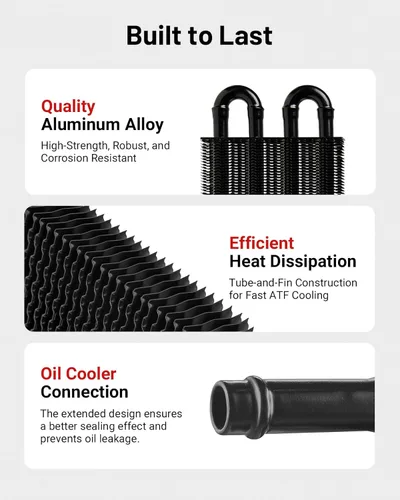 Vista 5 de EVIL ENERGY Refrigerador de aceite de transmisión de 5/16", kit enfriador de tubos y aletas de 4 pasos, universal de aluminio negro