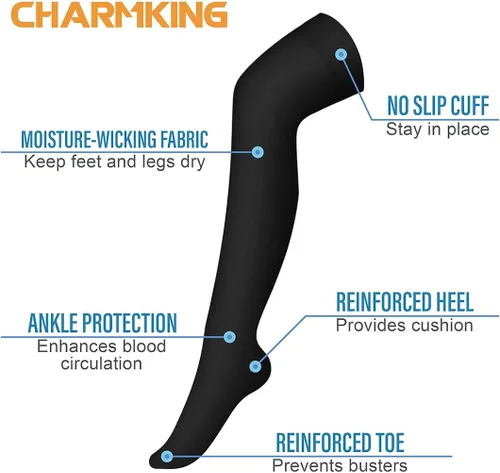 Vista 5 de CHARMKING Compression Socks (3 Pairs) Knee High Compression Sock for Women & Men Stockings for Running, Cycling,Athletic