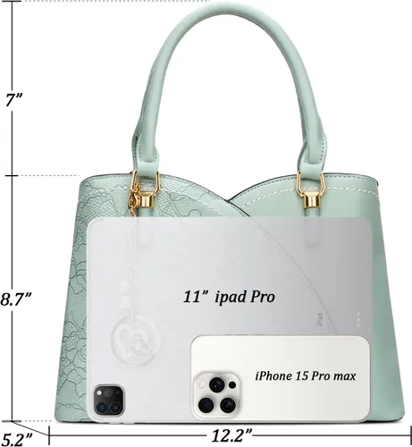 Vista 5 de KKXIU Monederos y bolsos de mano con triple compartimento para mujer, bolso de mano con asa superior