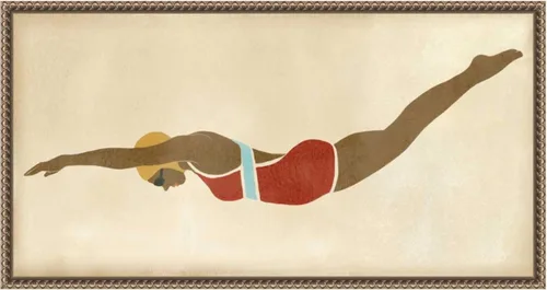 Amanti Art Lienzo enmarcado para pared, 27 x 14 pulgadas, vintage Diver II de June Erica Vess, flotador, arte de lienzo enmarcado para decoración de