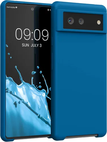 Vista 672 de kwmobile Funda Compatible con Google Pixel 6 Pro - Funda de teléfono de silicona TPU con acabado suave - Azul Arrecife