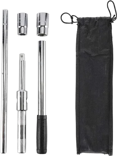 Vista 5 de Toolly Llave universal extendida de 23 pulgadas, juego de llaves de tuercas de hierro de 4 vías con bolsa de almacenamiento y enchufes estándar