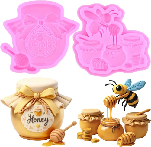 Vista 12 de ZiXiang Bumble Bee - Molde de silicona para fondant, moldes de colmena de abeja, moldes de chocolate para cupcakes, decoración de pasteles