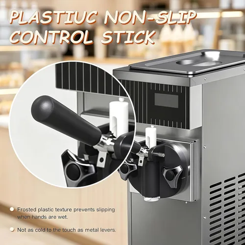 Vista 5 de Máquina de helado comercial, máquina de helado de servicio suave comercial de 3 cabezales, rendimiento de 15-21L/H, con tolva doble de 3.5 L* 2