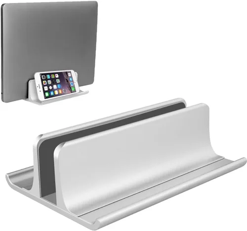 Vista 8 de Vaydeer Soporte vertical 3 en 1 para laptop, soporte de aluminio para computadora portátil con base ajustable, organizador que ahorra espacio