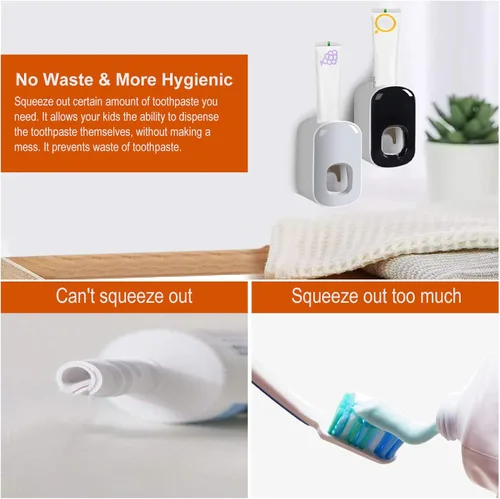Vista 5 de Dispensador de pasta de dientes, exprimidor automático de pasta de dientes para niños y adultos, soporte de pasta de dientes manos libres montado