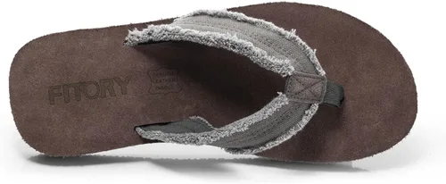 Vista 4 de FITORY Chanclas de cuero para hombre, sandalias cómodas para la playa