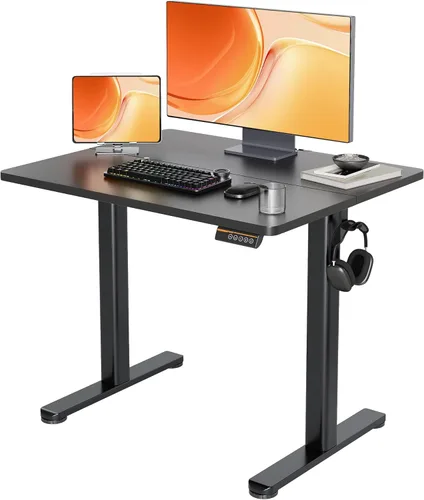 Vista 16 de Claiks - Escritorio eléctrico de pie, escritorio de altura ajustable para trabajar sentado o de pie, escritorio de oficina en casa con tablero