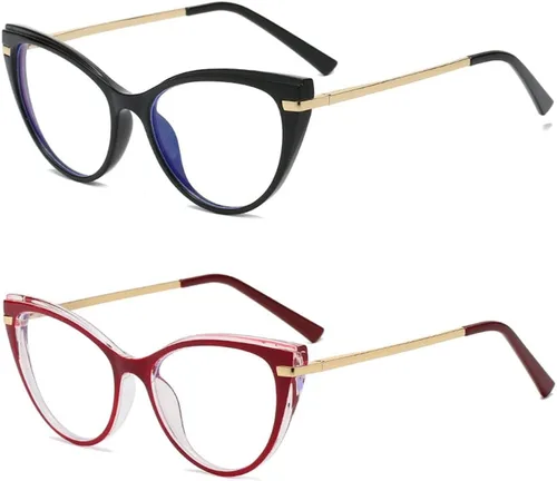 Vista 13 de LJCZKA Gafas de bloqueo de luz azul para mujer, antirojo, satrás, para computadora, ojo de gato, montura transparente
