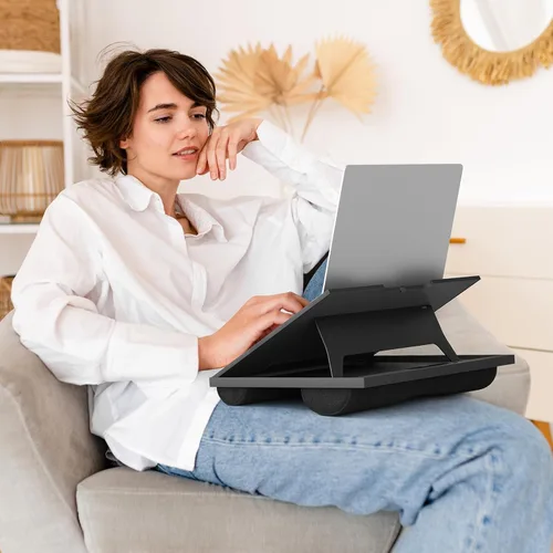 Vista 7 de Huanuo - Escritorio ajustable con 8 ángulos ajustables y cojines dobles para computadora portátil, mesa de trabajo, tabla de escribir y escritorio