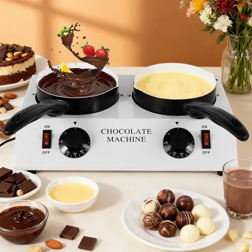 Vista 7 de Dyna-Living Olla para Derretir Chocolate Máquina Templadora de Chocolate Dual para Derretir Chocolate, Máquina para Derretir Chocolate de 80W Olla