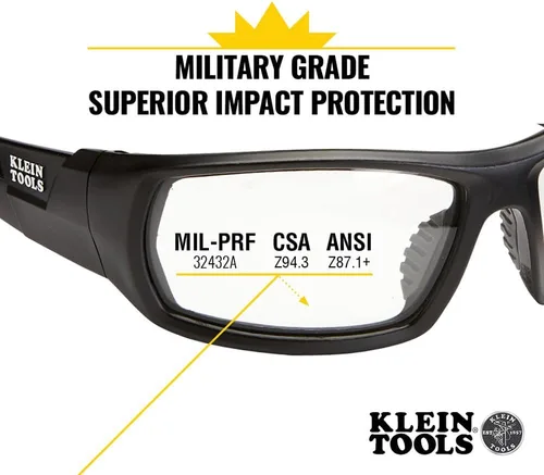 Vista 2 de KLEIN TOOLS 60163 - Gafas de seguridad, gafas protectoras profesionales de EPP con marco completo, resistentes a los arañazos y antivaho con lentes