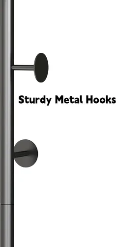 Vista 42 de Percheros de metal dorado, perchero de pie con base pesada, moderno árbol de abrigo con barra transversal y 3 ganchos, percheros de entrada