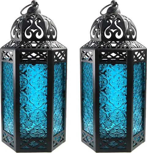 Vista 78 de VELA LANTERNS Farol portavelas decorativo, marroquí, gótico, morado, de 10.5 pulgadas, para mesa o colgar, decoración de Ramadán, decoración