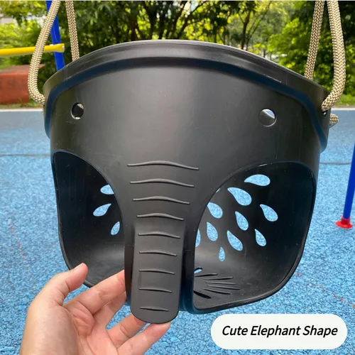 Vista 2 de SELEWARE Juego de columpios para niños pequeños, con respaldo alto, asiento de columpio completo con cuerda ajustable y 4 mosquetones de bloqueo