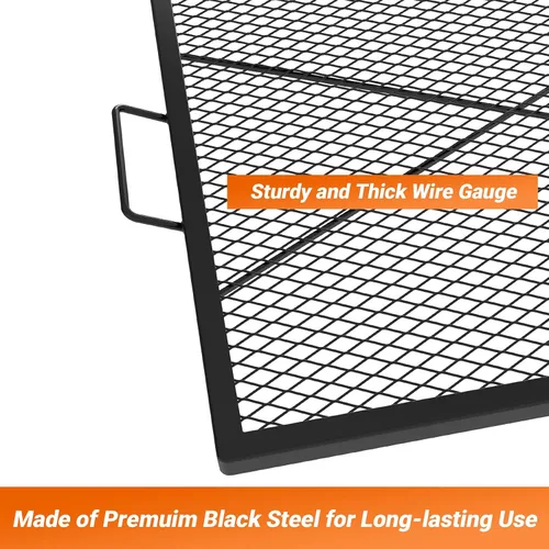 Vista 3 de onlyfire X-Marks Parrilla Cuadrada para Fogata, Parrilla Cuadrada para Cocinar al Aire Libre, Rejilla de Parrilla BBQ de Fogata de Acero Resistente