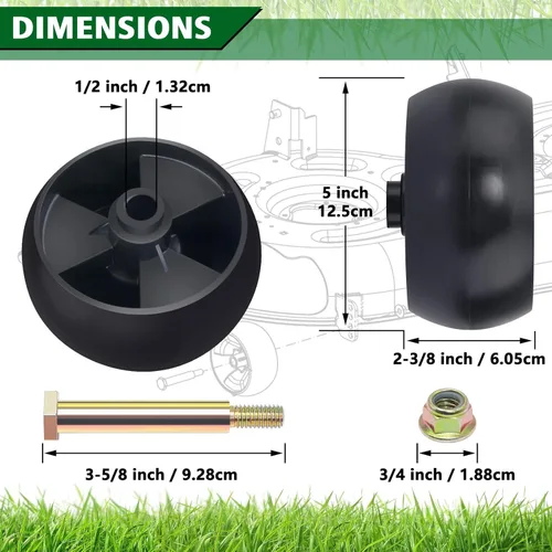 Vista 5 de CheeMuii 734-04155 Kit de ruedas de plataforma de cortacésped, paquete de 2 ruedas calibradoras de plataforma de 5" de repuesto para Cub Cadet