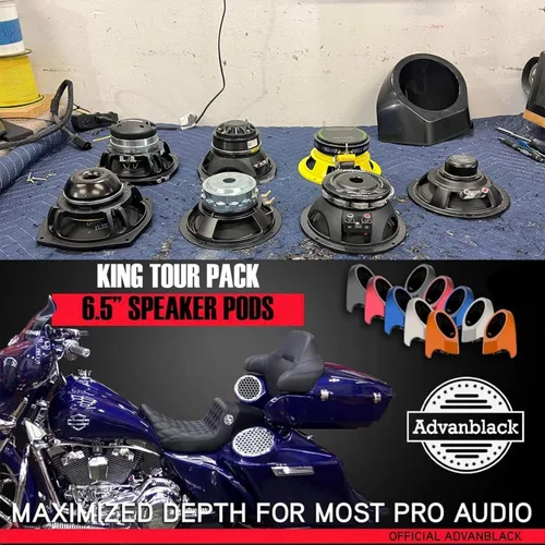 Vista 17 de Advanblack Alpine Green Tour Pack - Paquete de altavoces de 6.5 pulgadas, carcasa de audio trasera, color a juego, ajuste Harley King Tour Pack