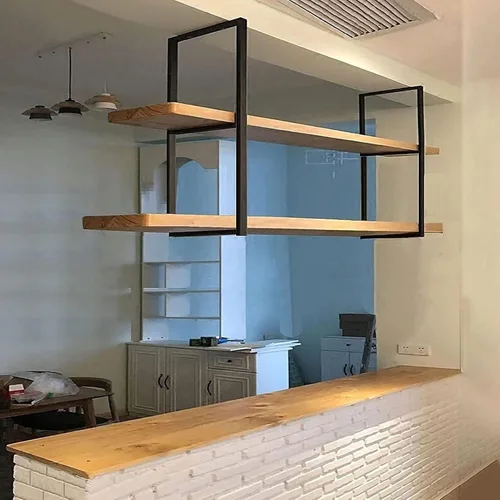 Vista 2 de Shelves Whftd Hanging Ceiling Shelf Wine Racks，Industrial Ceiling Mount Shelf，Retro Iron Metal Frame Plant Display Stand, Kitchen Bar Restaurant