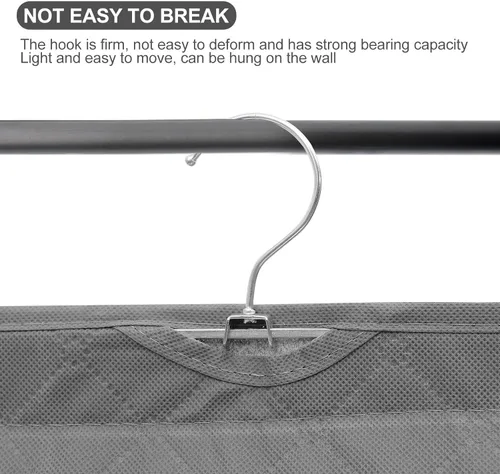Vista 9 de COHEALI Gray Hanging Storage Holder with Compartments Dustproof Collecting Bag Organizer for Wardrobe Bedroom Living Mesh Material Transparent