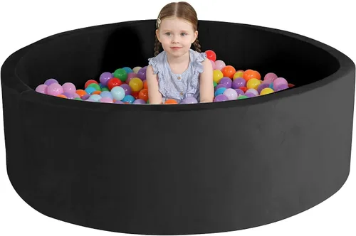 Vista 11 de TRENDBOX Piscina de pelotas de espuma para niños pequeños, 35x11 pulgadas, piscina de bolas suave para bebés con cubierta de terciopelo lavable