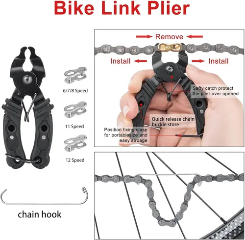 Vista 3 de Kit de herramientas de reparación de bicicletas con bomba de bicicleta y bolsa de sillín - Kits de herramientas de bicicleta para reparación