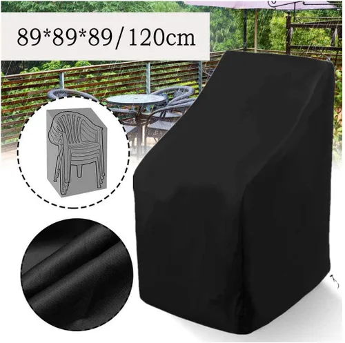 Vista 2 de Fundas para sillas apilables para patio, impermeables, 420D, para exteriores, respaldo alto, apilables, para sillas de comedor, protectores
