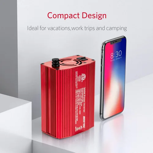 Vista 4 de BESTEK Inversor de Potencia de 300W - Convertidor de DC 12V a 110V AC, Adaptador de Cargador Rápido para Automóvil con USB-C de 30W/Carga Rápida