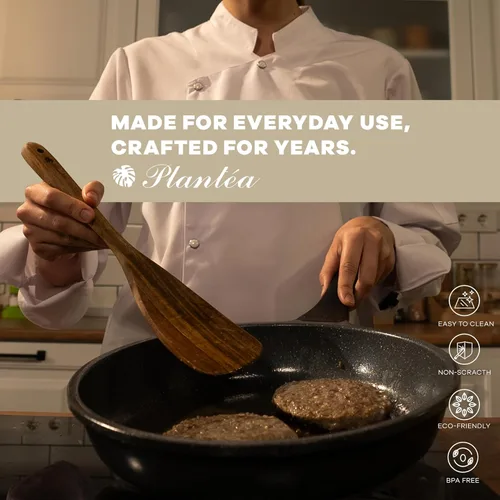 Vista 2 de Juego de 4 espátulas de madera de acacia para cocinar, espátula de madera para cocinar, juego de espátulas de madera para utensilios de cocina