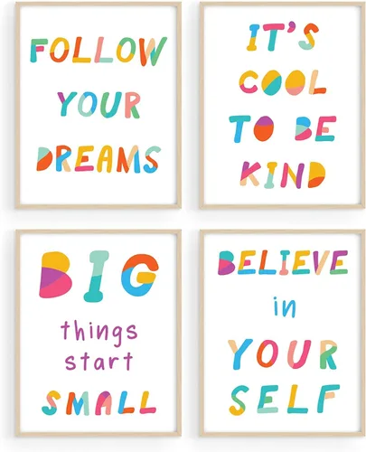 Vista 2 de Paquete impreso con citas inspiradoras y arte de pared para niños