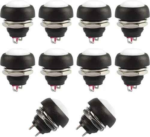 Vista 14 de Ampper Mini interruptores momentáneos de botón, 2 pines de encendido y apagado 1A, 250 V, CA, 0.276 in, redondo, SPST, interruptor de botón Negro