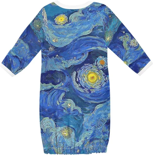 Vista 2 de Camisón de algodón de manga larga para recién nacido, para niñas y niños, ropa esencial de 0 a 12 meses