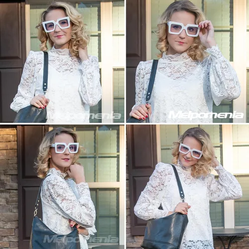 Vista 2 de Gafas de luz azul de gran tamaño para mujer, gafas de marco grande de moda, gafas sin receta (blanco)