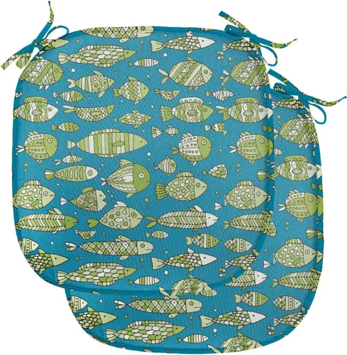 Vista 77 de Lunarable Juego de 4 cojines de asiento para silla, diseño de pétalos de flores de iris florecientes, arte de forma desgastada, acolchado de asiento