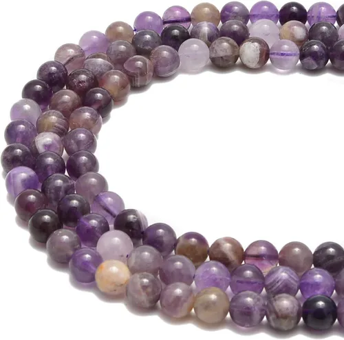 Vista 2 de JM Design Cuentas redondas lisas de amatista multicolor, tamaño de 0.236 in, tamaño de cuentas de 15.5 pulgadas, hebra para fabricación de joyas